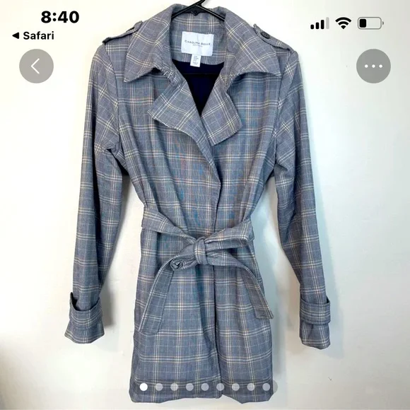 Carolina Belle Montreal Women’s Tie Waist Plaid Jacket Coat Sz L - Picture 2 of 4